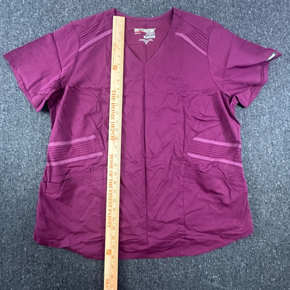 Grey's Anatomy Scrub Top Women 2XL Burgundy Impact V-Neck GIT033X Barco - Picture 3 of 8